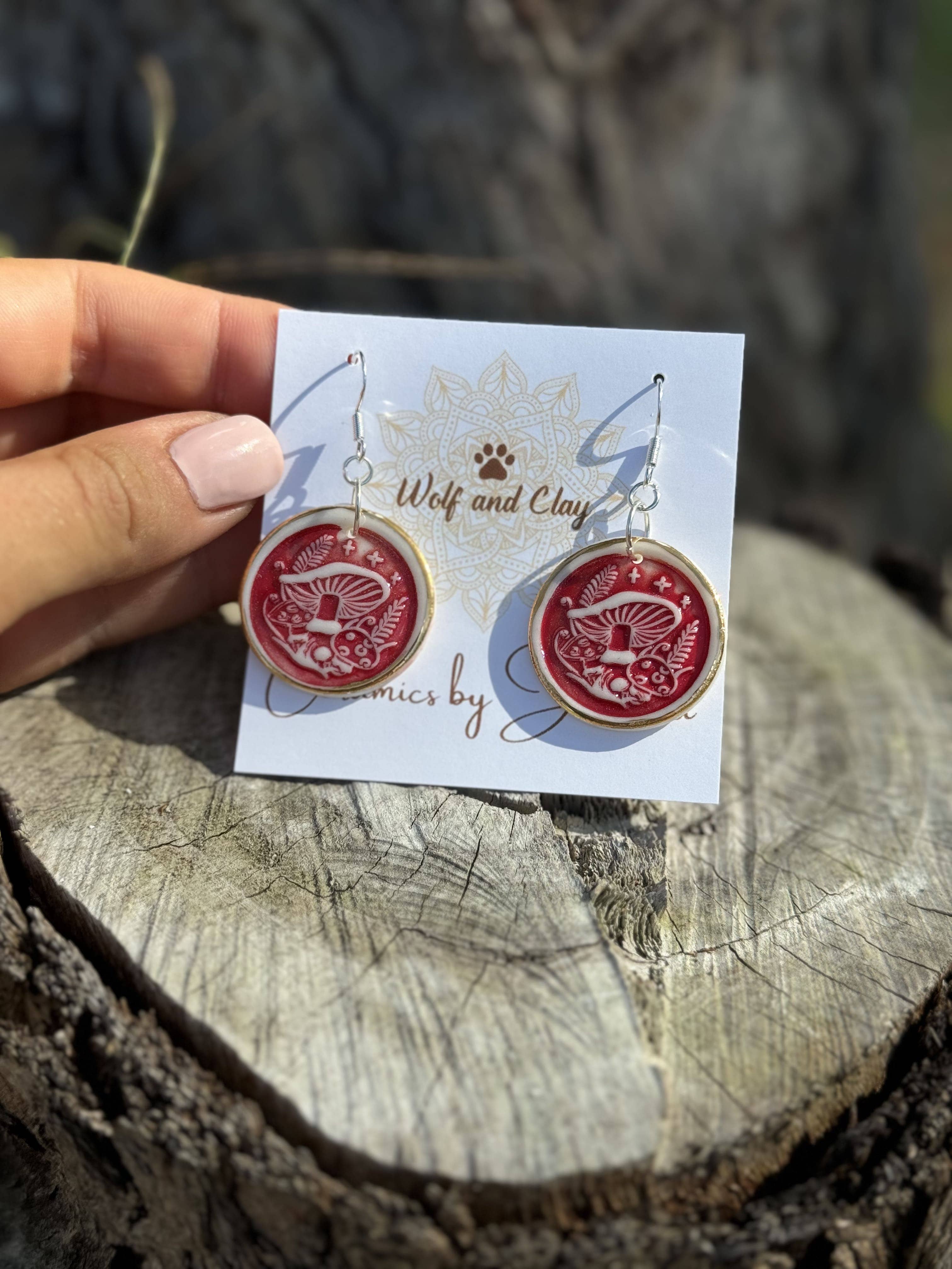 Wolf and Clay Pty Ltd - Vente Boucles d'oreilles pendantes - Boucles d'oreilles étoile champignon0