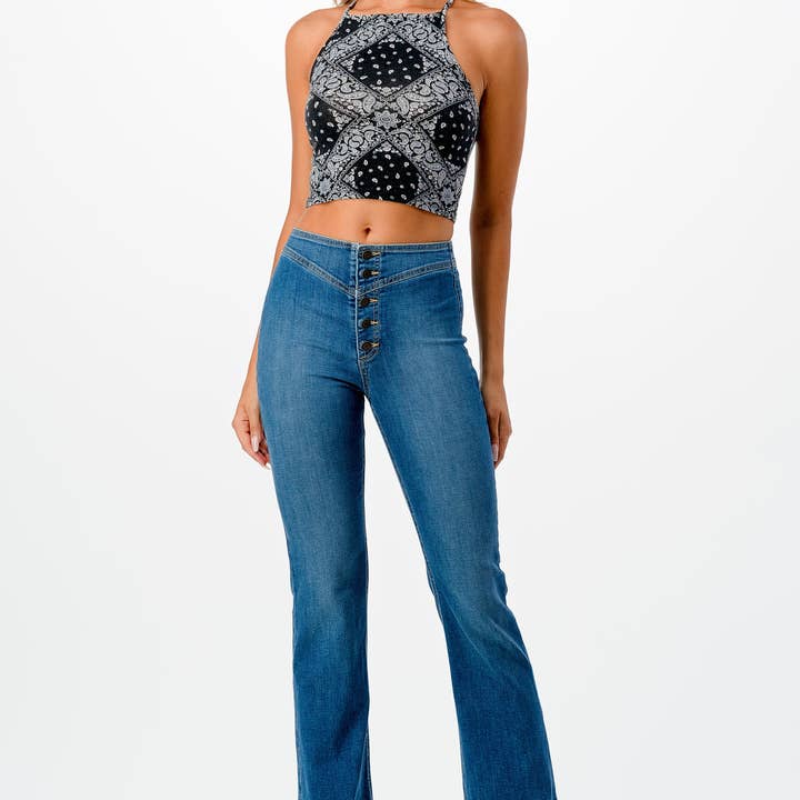 Someday - Vendita all'ingrosso Jeans - Donna - JEANS SLIM BOOTCUT A VITA ALTA CON BOTTONI A VISTA E ZIP, SI2275-SP3