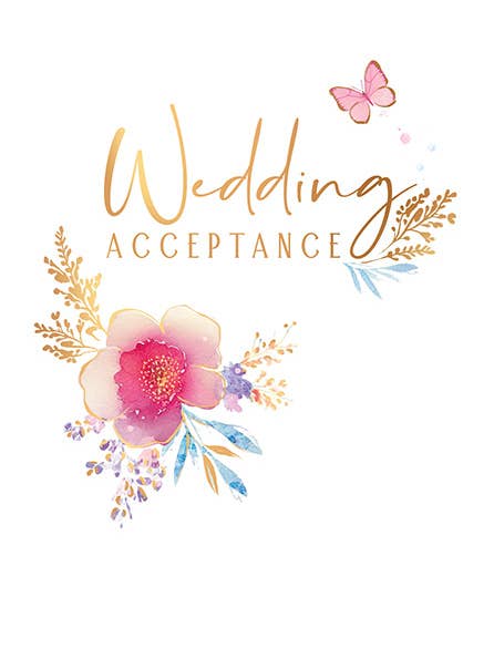 Wedding Card, Acceptance, Floral for wholesale by Piccadilly Greetings