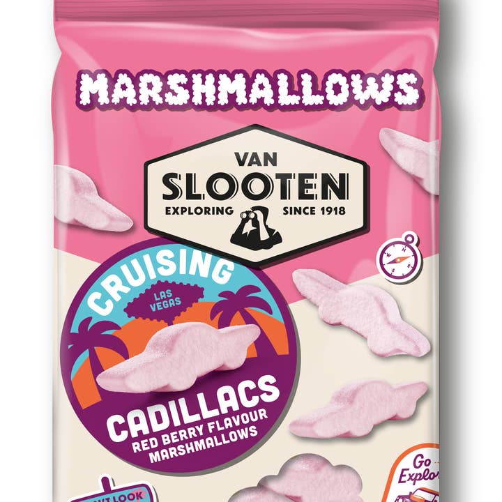 Van Slooten Cruising Cadillacs Marshmallows 250g x10 for wholesale by Van Slooten