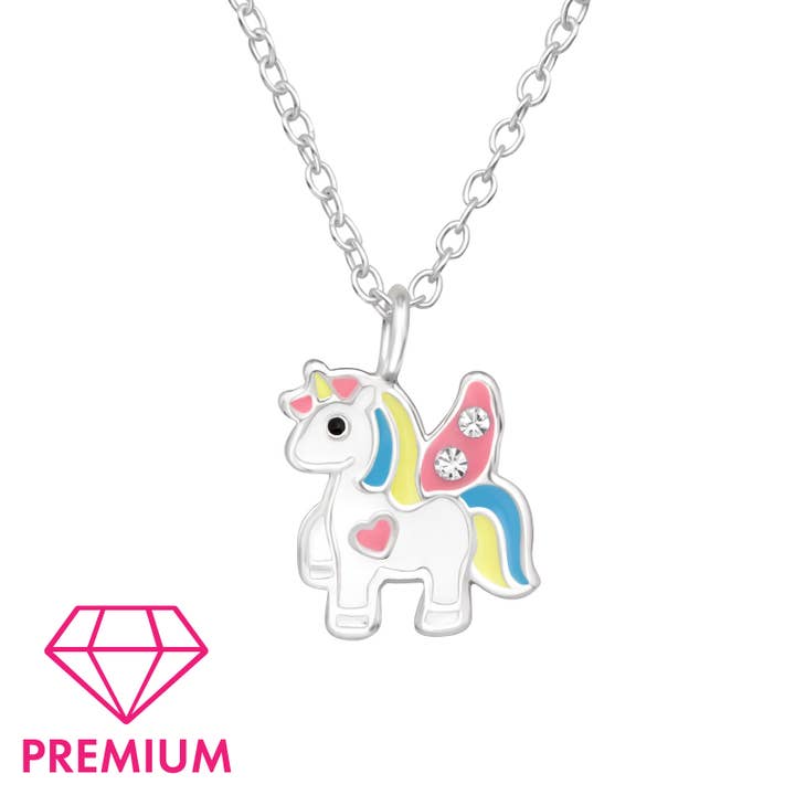 Collier Licorne PREMIUM avec cristaux en argent 925 e-coated pour la vente par Janusch