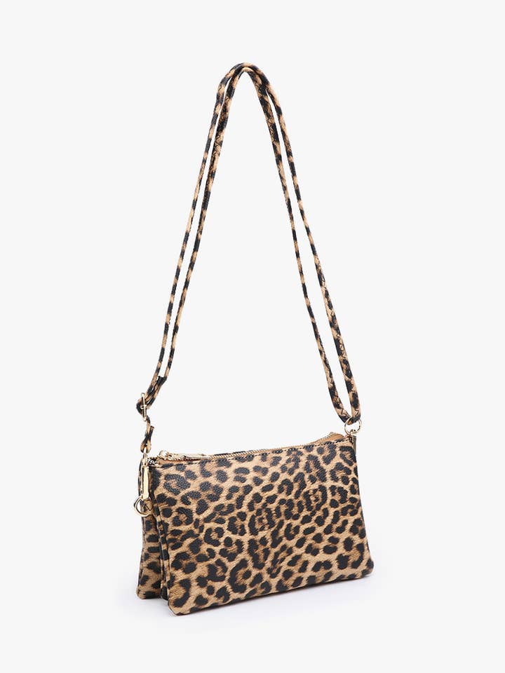 M013LP Riley Leopardo 3 Compartimentos Crossbody/Pulseira por atacado de Jen & Co.