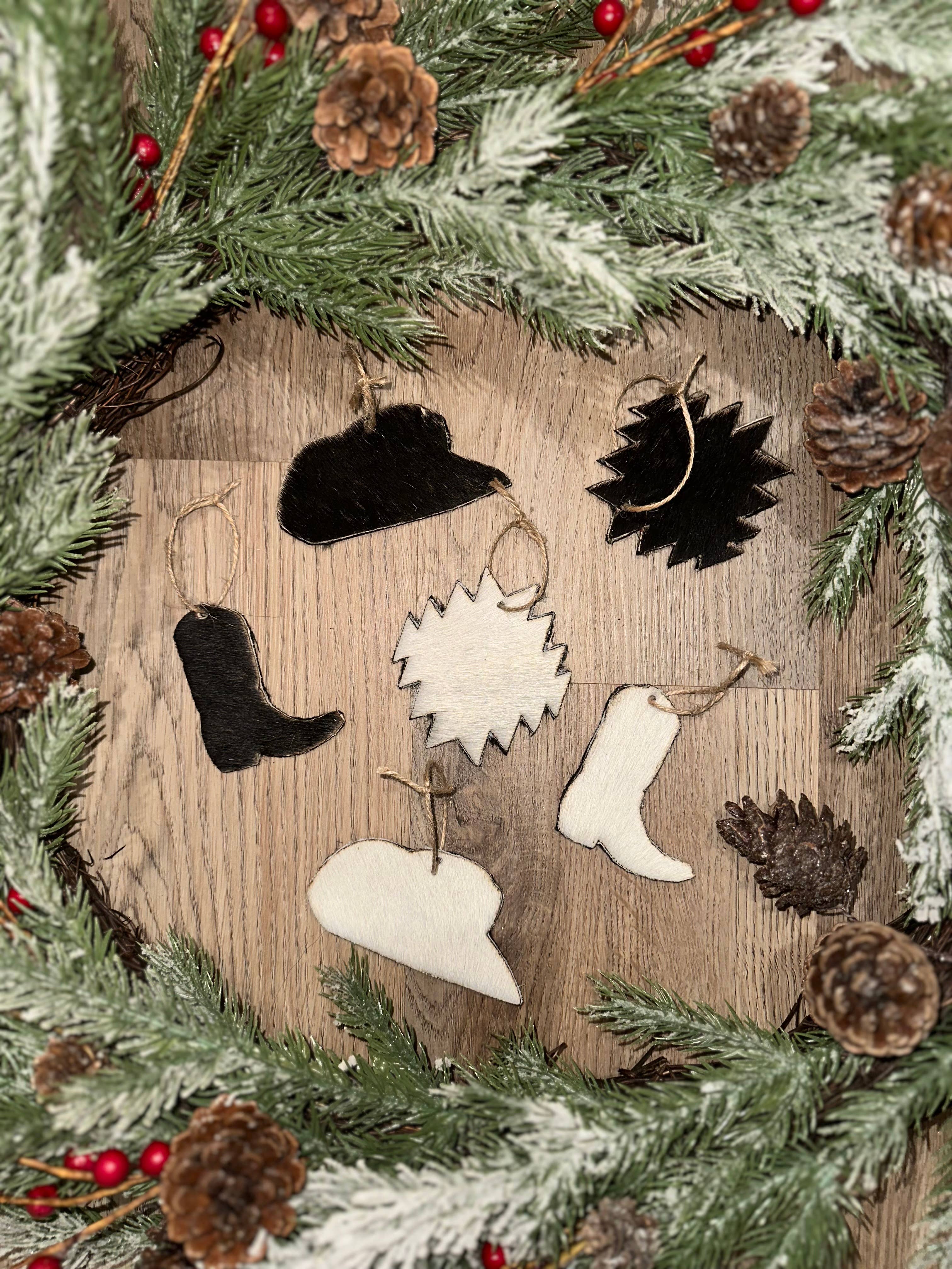 Southern Belles and Shotgun Shells - Wholesale Ornament - Western Cowhide Christmas Ornaments