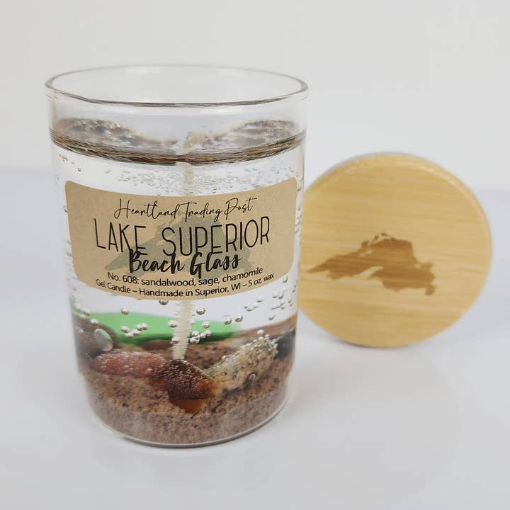 Lake Escape Candle Co. - Wholesale Jar/Filled Candle - 5 oz. Lake Superior "Beach Glass" Gel Candle (1-Wick)