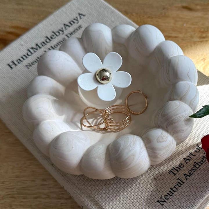 Jesmonite Handmade Neutral Aesthetic Bubble Bowl Decor for wholesale by HandmadebyAnyA