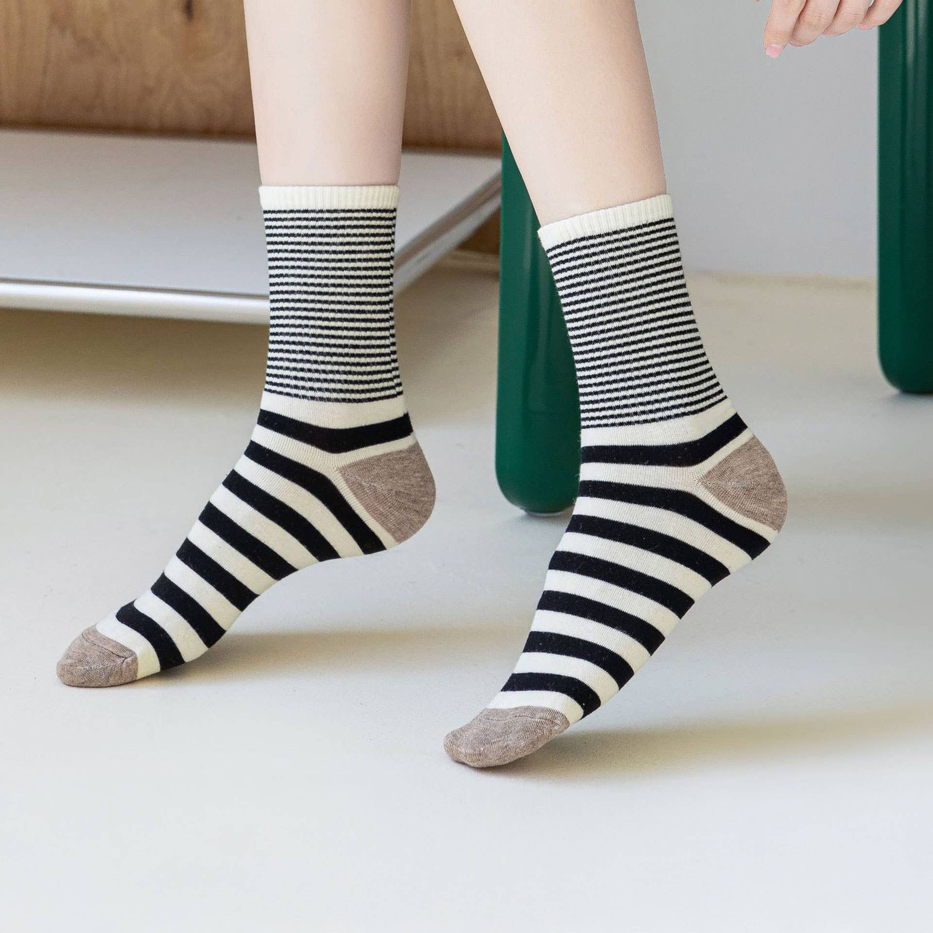 ACCITY - Wholesale Socks - Women's - Stripe Pattern Cotton Crew Socks for Womens_CWMS09038