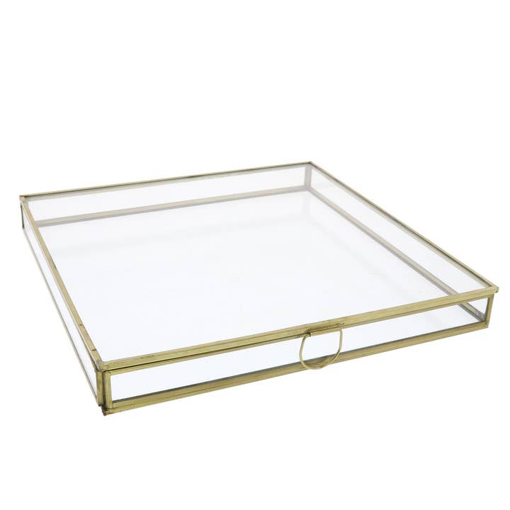 Monroe Flat Square Box - Lrg - Brass for wholesale by HomArt