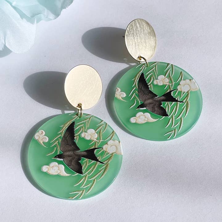 Pearl and Ivy Studio - Wholesale Dangle Earrings - Bird statement earrings vintage style - Soaring0