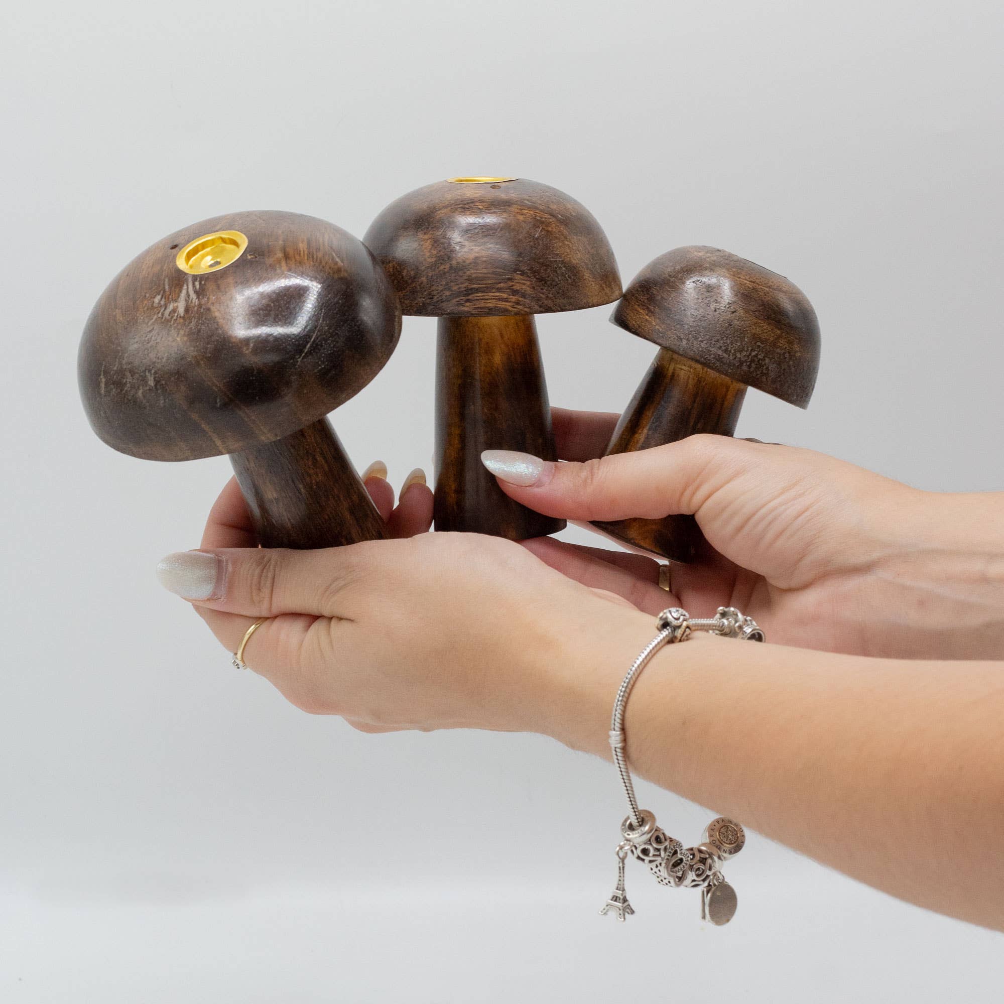Ancient Wisdom – wholesale Incense holder – Set of 3 Incense Cone Mushrooms ((10cm 9cm 8cm)3