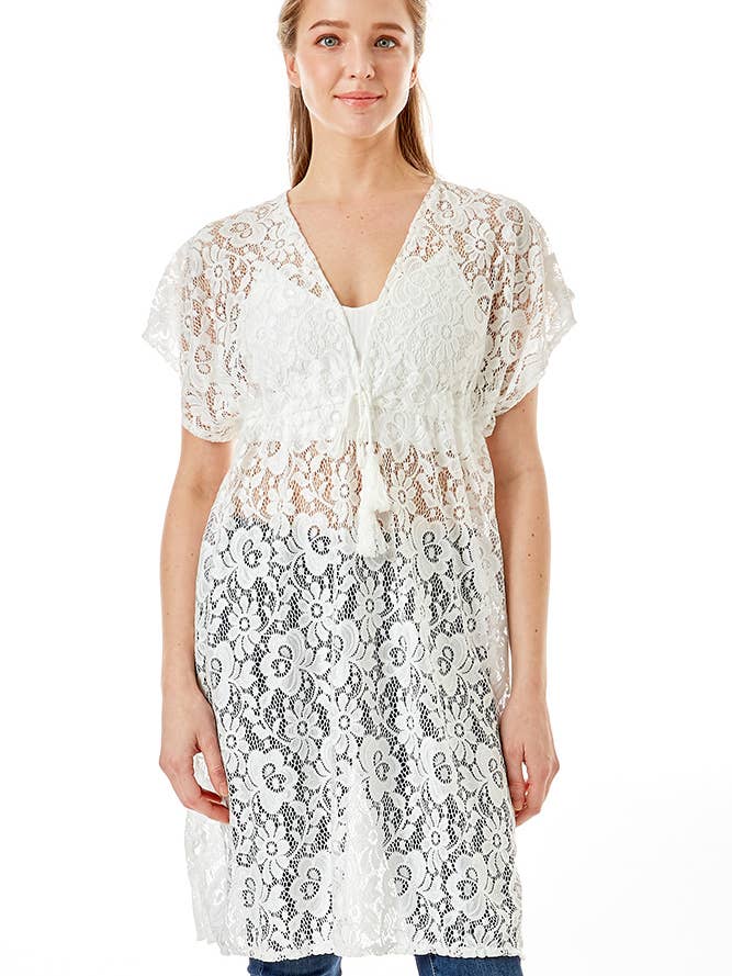 Hana - Wholesale Swim Cover Up - Women's - Floral Crochet Lace Cover Up