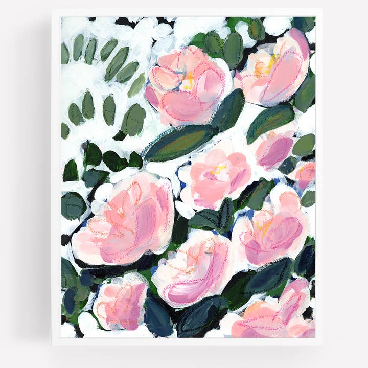 Bursting Pink Blooms, Unframed Print on Flat Canvas for wholesale by Green Barn Studio