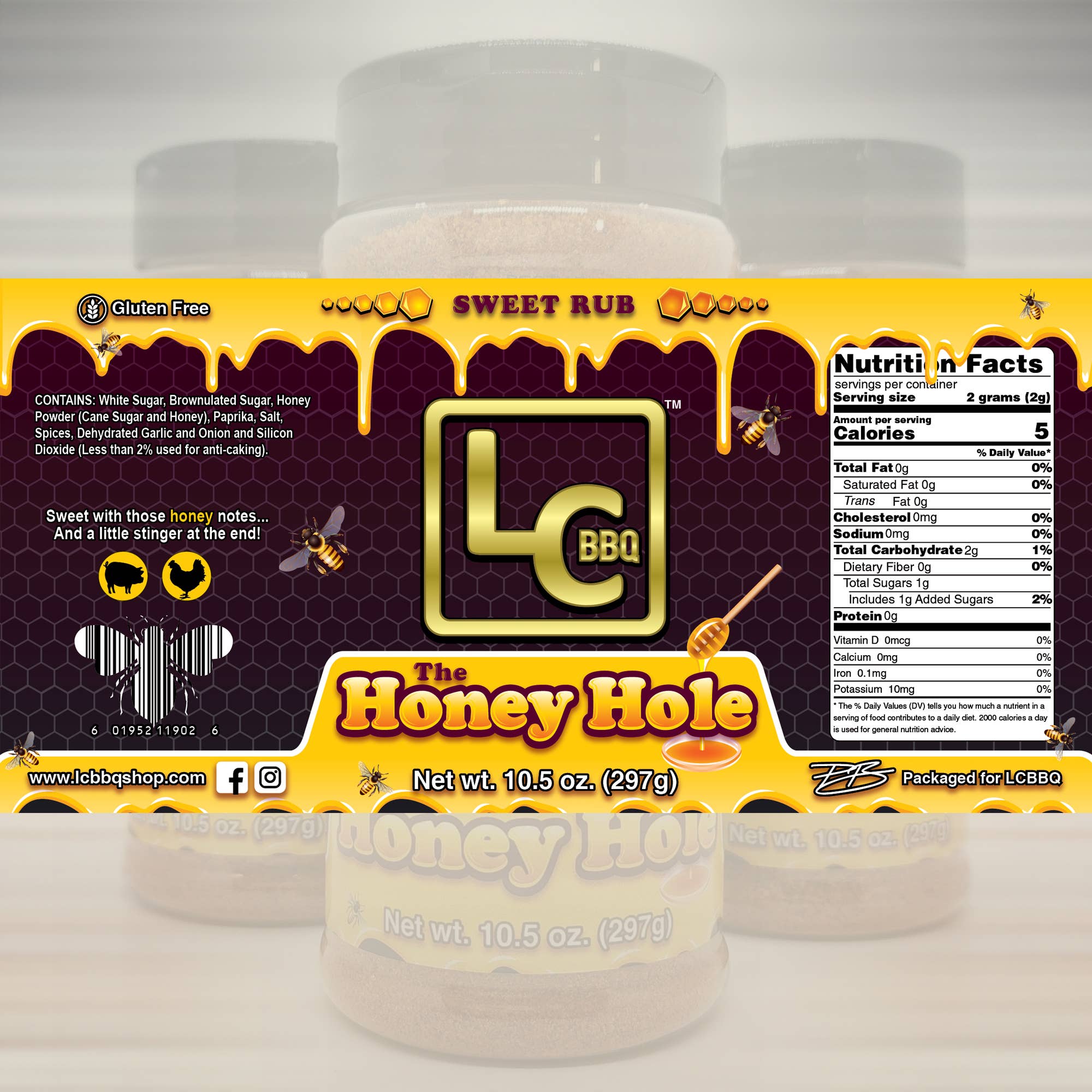 LC BBQ – temperos por atacado – O Buraco do Mel - Shaker 10,5 oz1