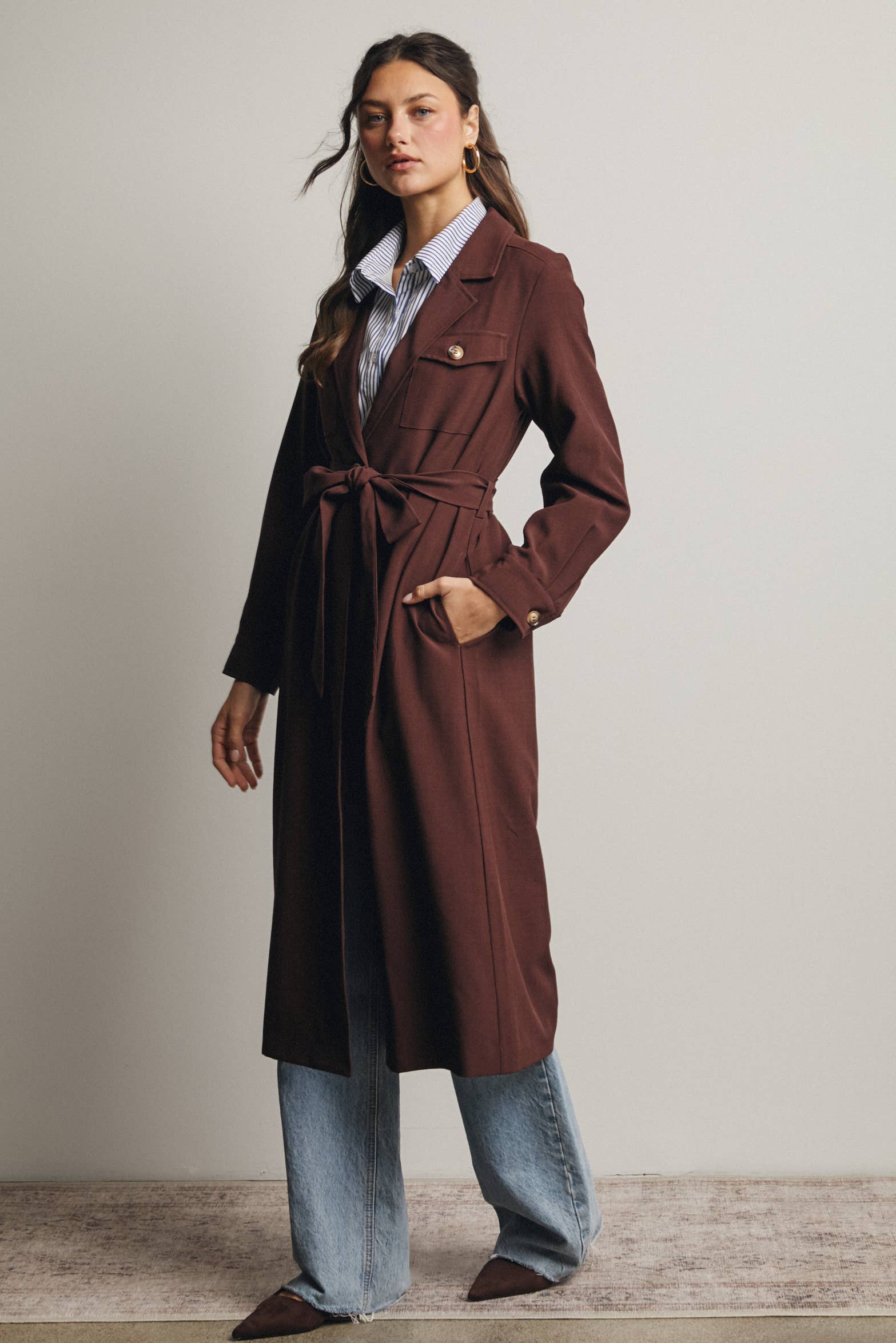Forte - Vendita all'ingrosso Trench - Donna - Trench con Cintura a Doppia Tasca FJ000619