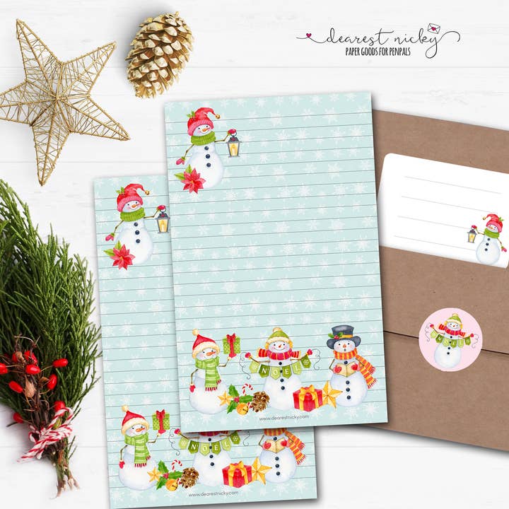 Snowman Trio briefschrijfset voor wholesale door Dearest Nicky / Mouse & Wren
