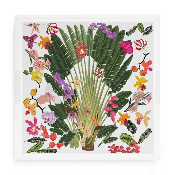 Fantasy Tropical White Acrylic Square Decorative Tray for wholesale by Nicolette Mayer Collection