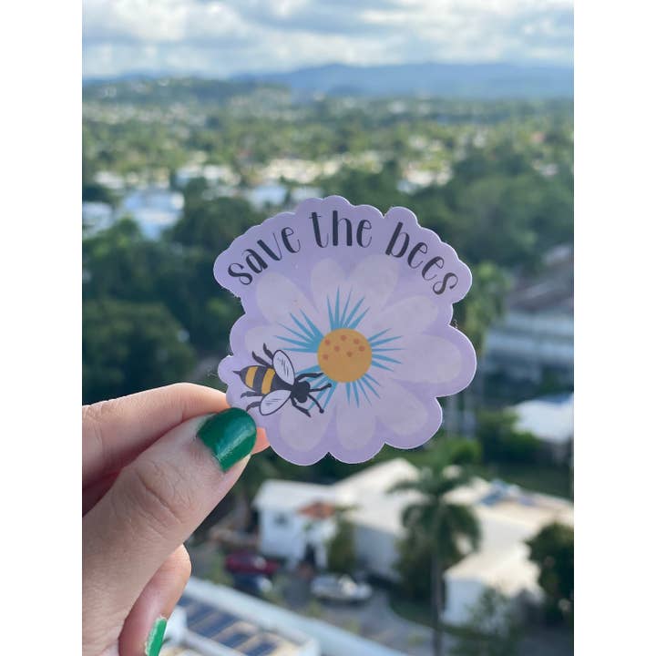 Autocollant Save The Bees | Autocollant de sensibilisation à l'environnement | Autocollant environnemental pour bouteille d'eau, ordinateur portable, téléphone | Autocollant en vinyle résistant à l'eau pour la vente par Zombie Mama Press