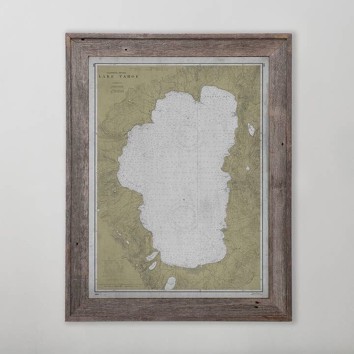 Lake Tahoe Map Vintage Art Print 18" x 24" for wholesale by Archive Print Co.