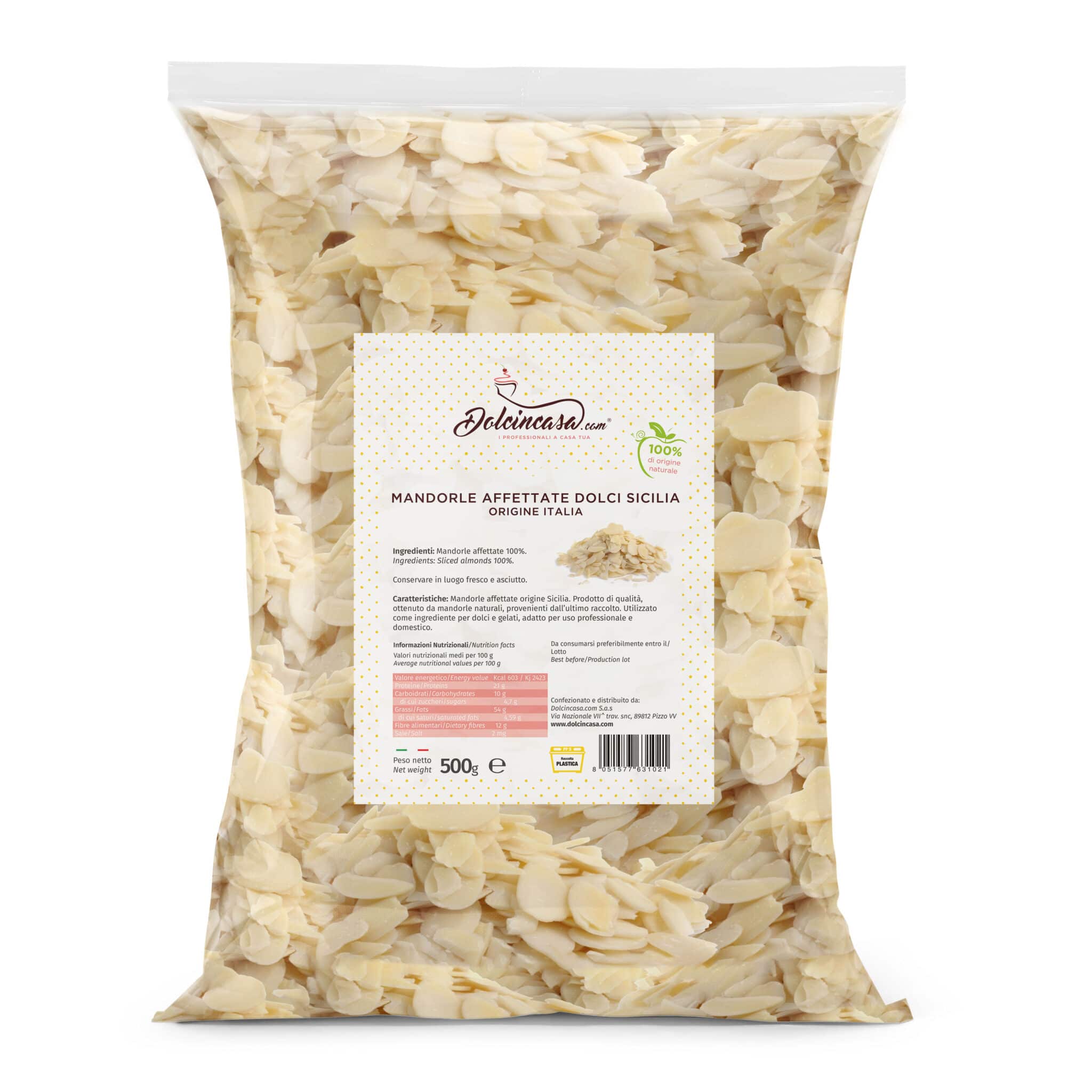 Dolcincasa.com - Vente Noix - Amandes effilées douces de Sicile - 500 g0