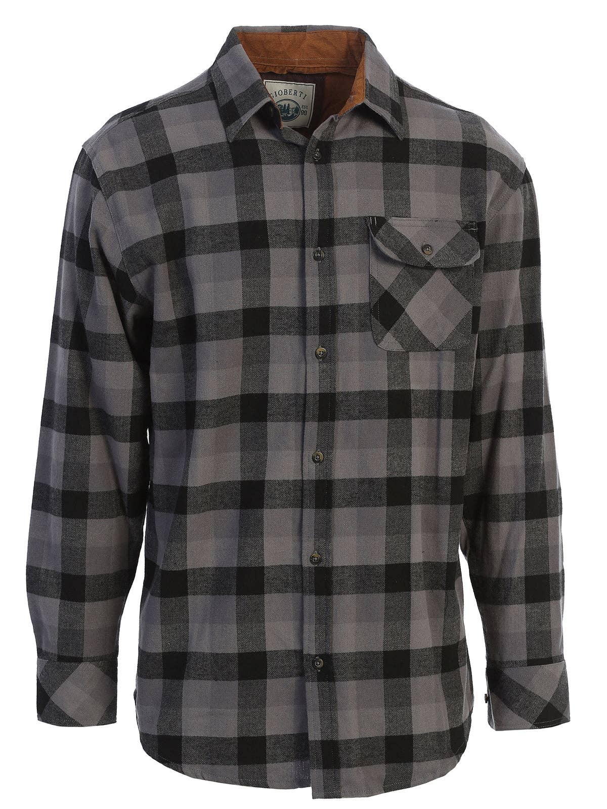 b-one inc - Wholesale Button Down Shirt - Men's - Men's Flannel Button Up Shirt with Corduroy Contrast GB-LS94FC4