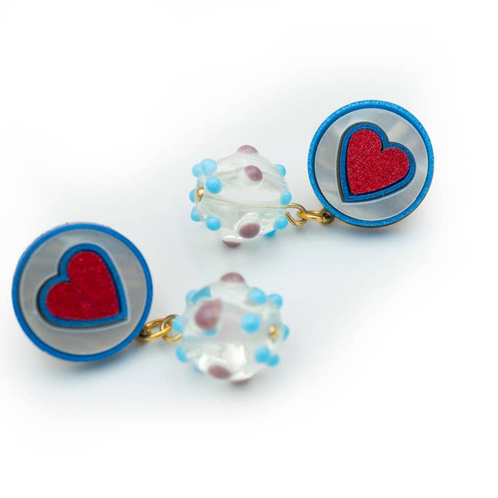 kiwipomelo - Wholesale Dangle Earrings - Millefiori blu e murano1