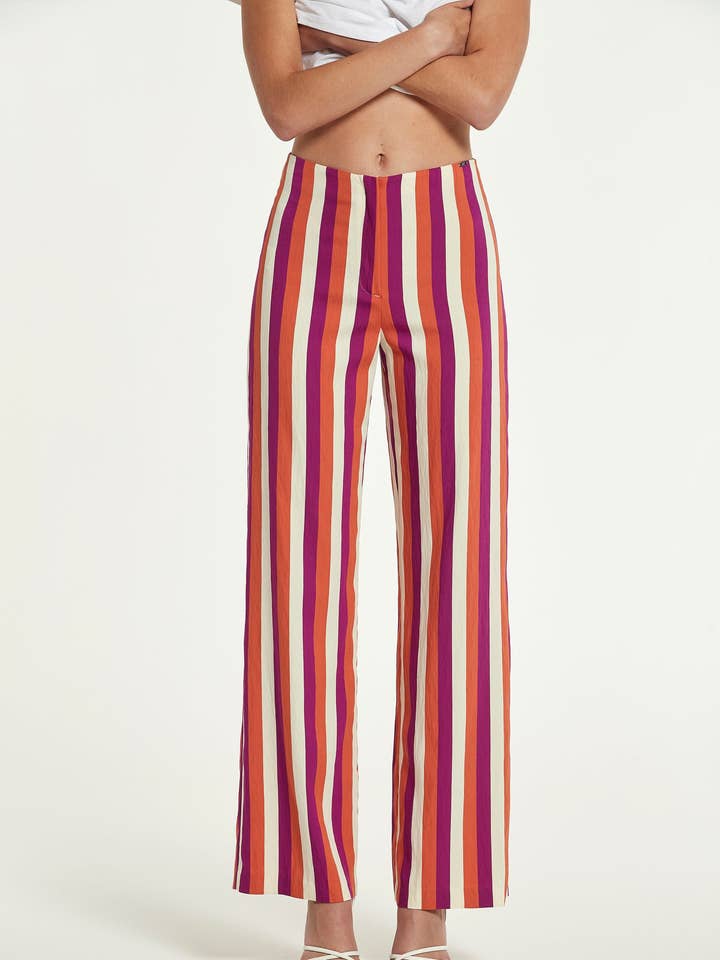 Pantalone Valtor Viscosa Rigato per la vendita all'ingrosso da parte di OKY