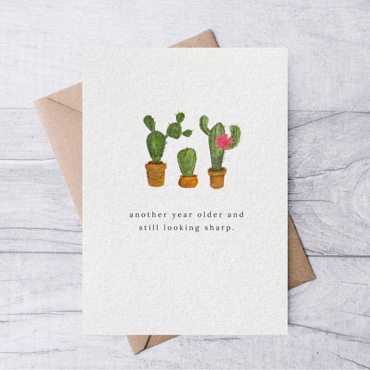 funny cactus birthday card for wholesale by la nouille studio