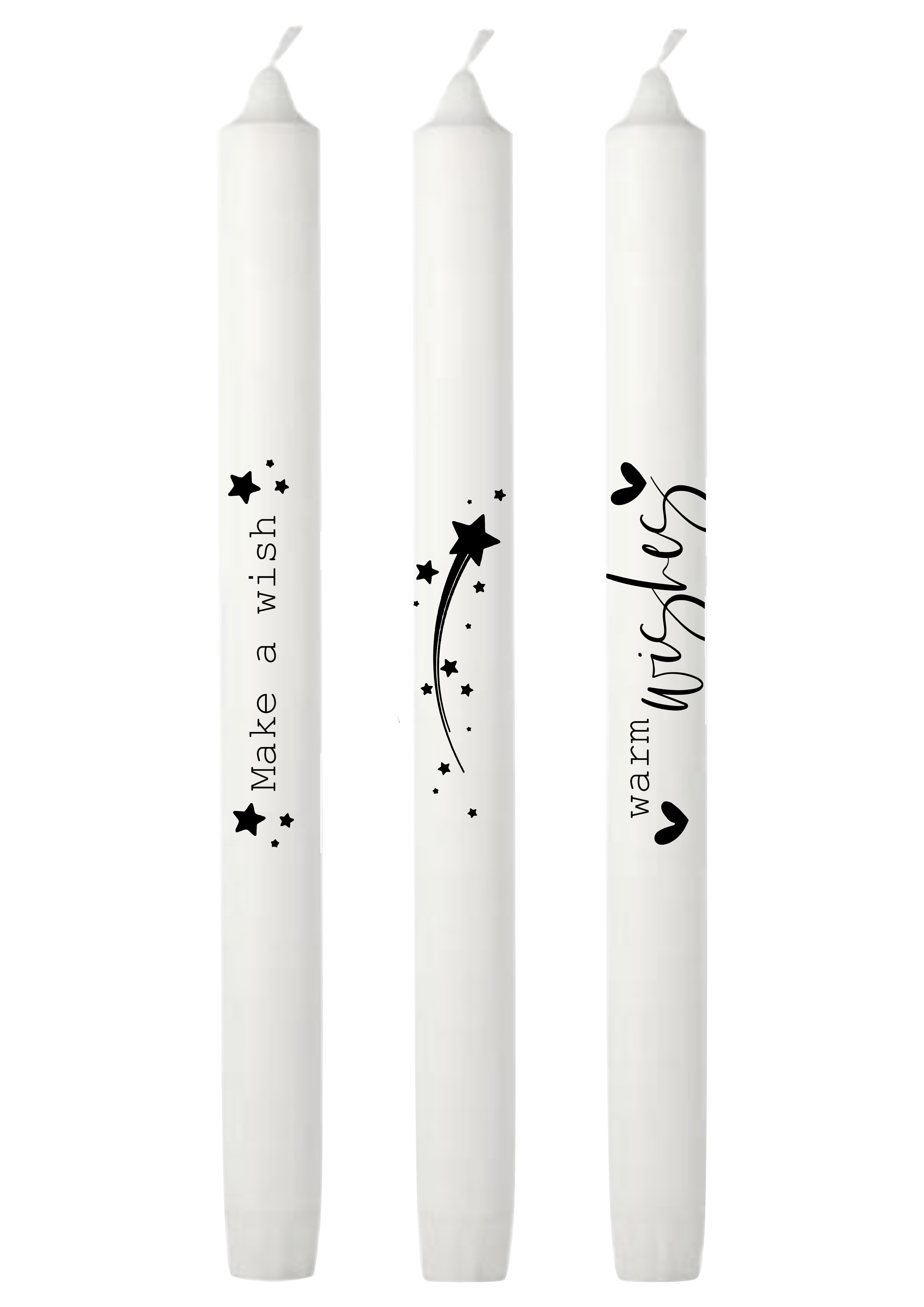 MaBeLi - Venta al por mayor Velas cónicas/candeleros - Set de 3 velas Wish blancas0