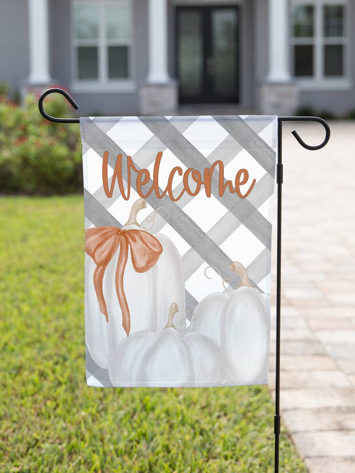 Fall Garden Flag - Welcome with Grey Background for wholesale by The Navy Knot