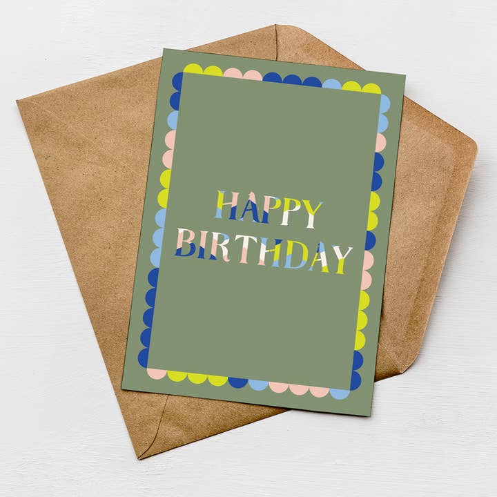 Scalloped Frame Birthday Card | Greetings Card for wholesale by Greenwich Paper Studio