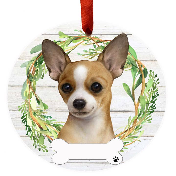Chihuahua Ceramic Wreath Ornament for wholesale by E&S Pets