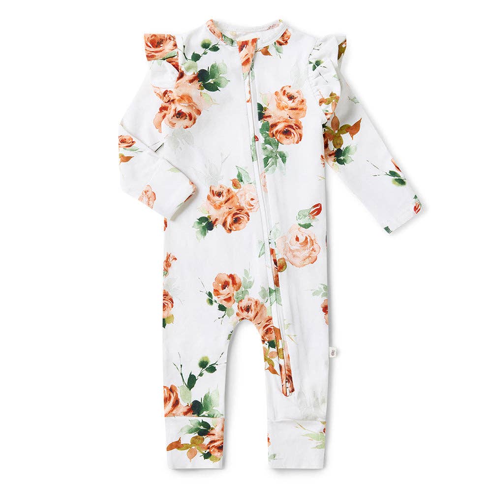 Snuggle Hunny - Wholesale Sleepsuit – Baby - Rosebud Organic Snugglesuit Convertible Romper with Frill1