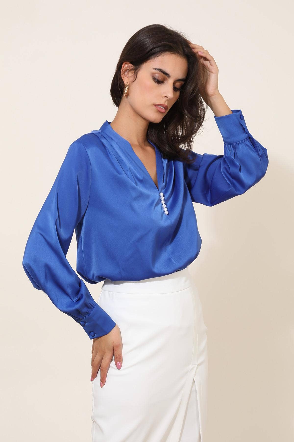 LULUMARY - Vendita all'ingrosso Camicetta - Donna - Blusa satinata H67216