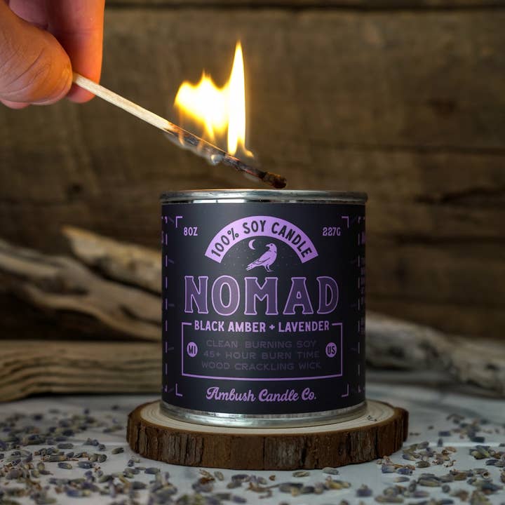 Ambush Candle Co. – Engroshandel Glaslys – Nomad | Rav+lavendel 8 oz sojalys0