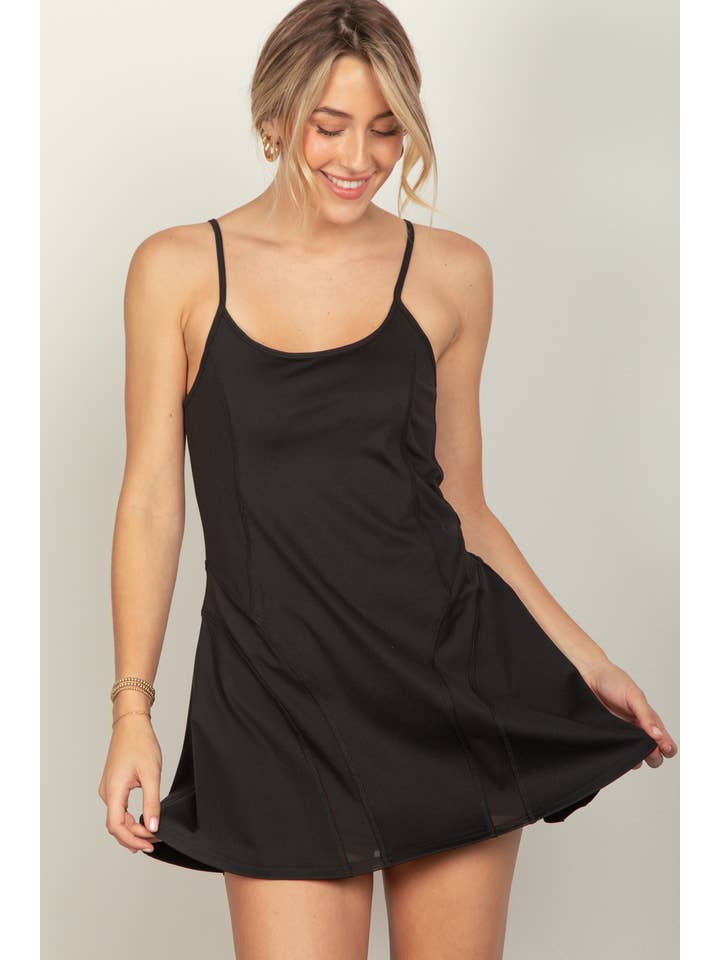 VERY J - Wholesale Athletic Dress - Women's - ND31165-Activewear Mesh Detail Tennis Mini Dress2