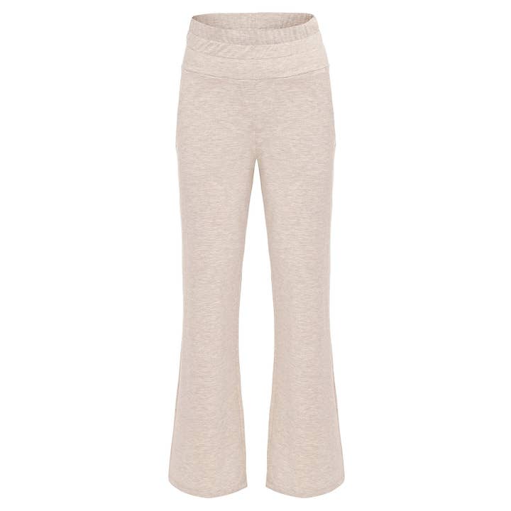 Flared Sweatpants with Functional Waist Beige for wholesale by anou anou