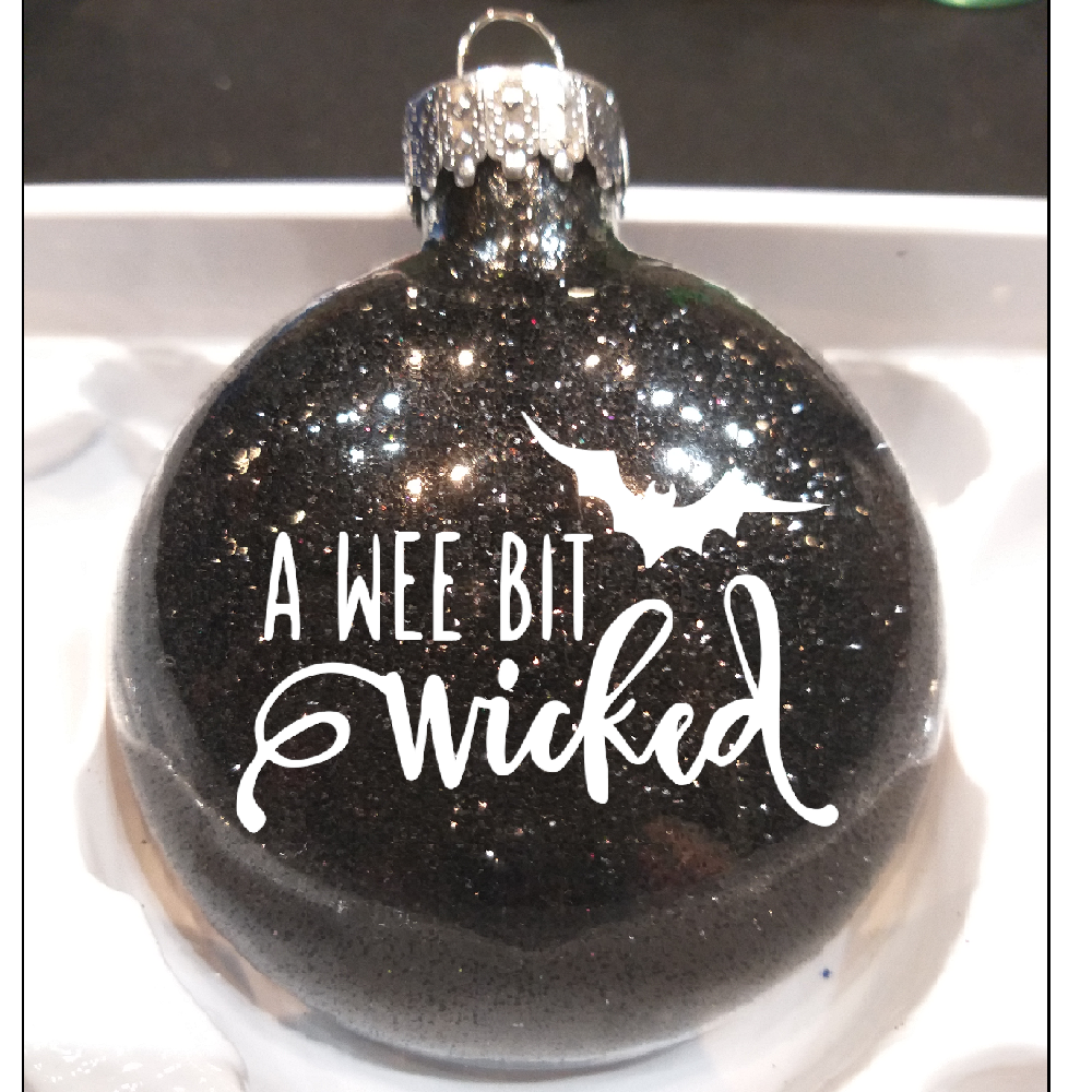 Witchcrafted in MI - Wholesale Ornament - Wee Bit Wicked Glitter Christmas Ornament Shatterproof Horror Halloween Metaphysical1