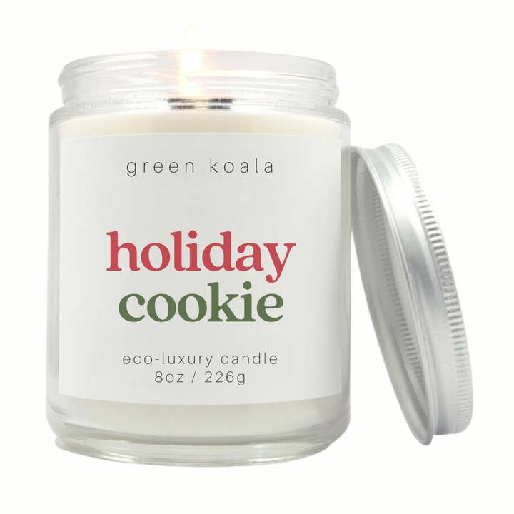 Bougie écologique de luxe Holiday Cookie de 8 oz pour la vente par Green Koala