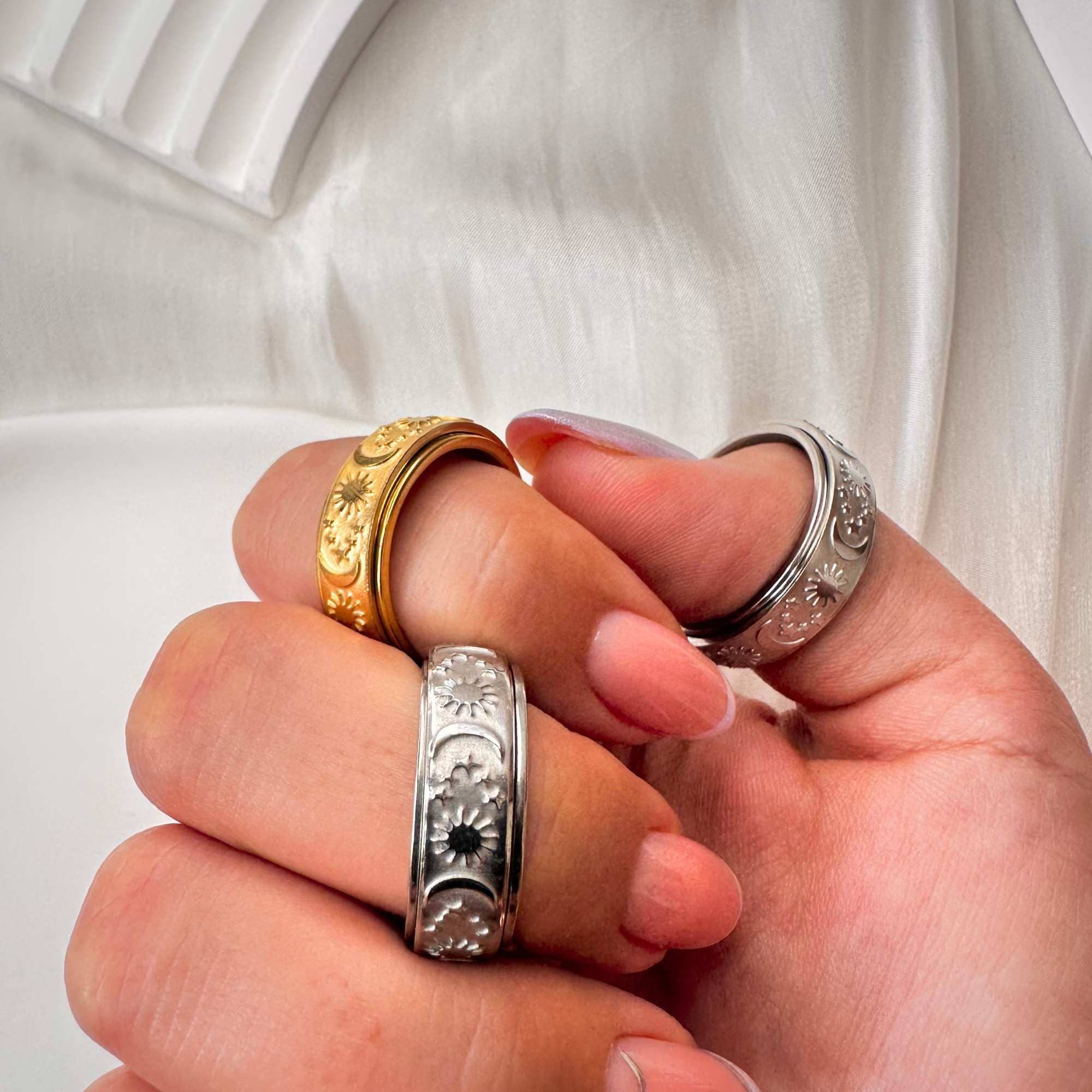 LilAryenne | Jewelry & Suncatchers - Wholesale Band/Stacked Ring - Celestial Fidget Ring - Spinner Stainless Steel Gift3