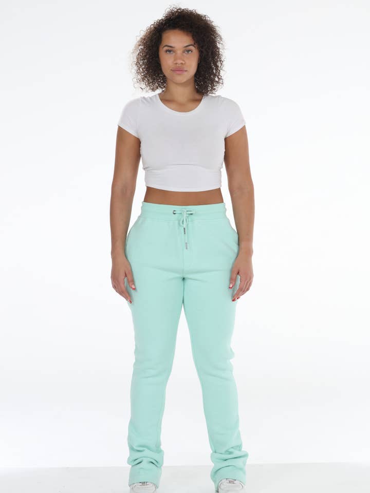 Mint Nantucket Strik Stablede Flare Sweatbukser for engroshandel hos Stylo