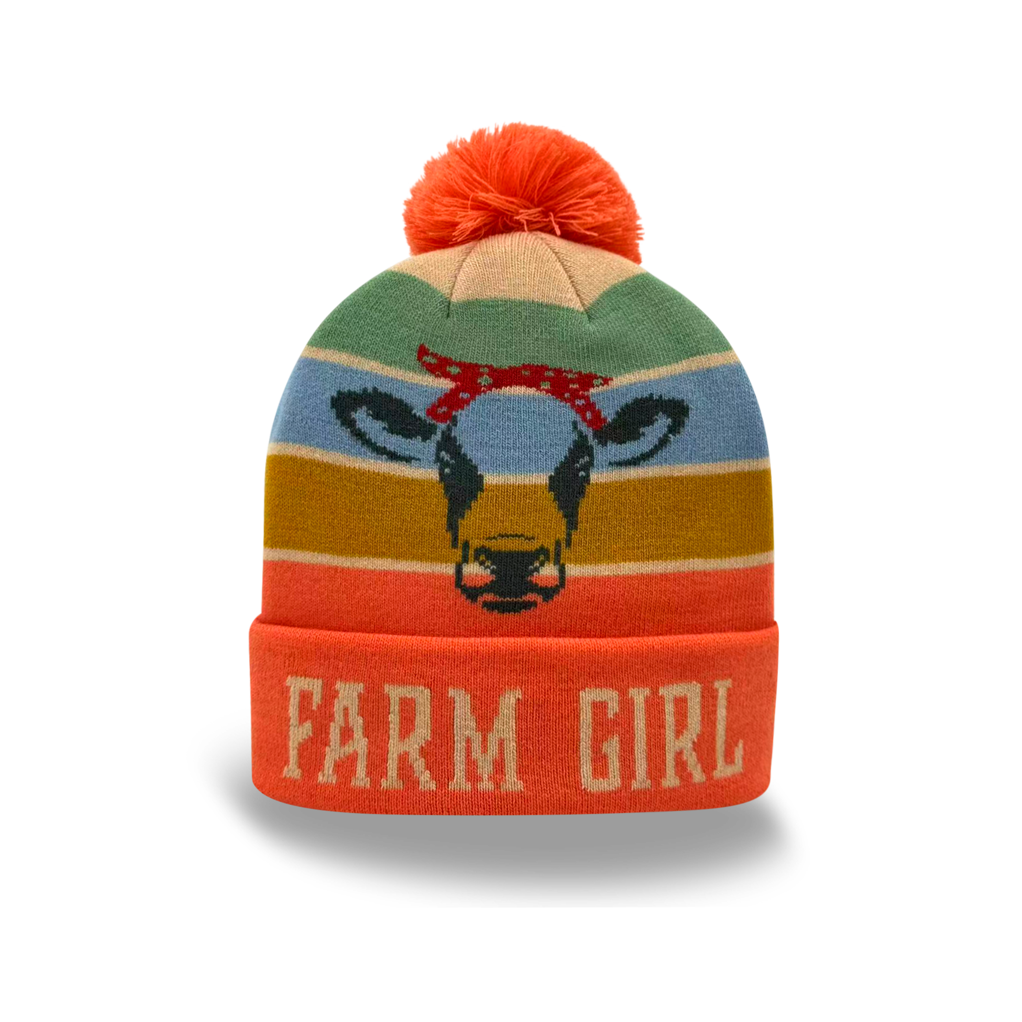 Northern Icons Creations INC - Wholesale Beanie - Women's - Farm Girl Cow Knit Pom Pom Beanie – Country Style Winter Hat1