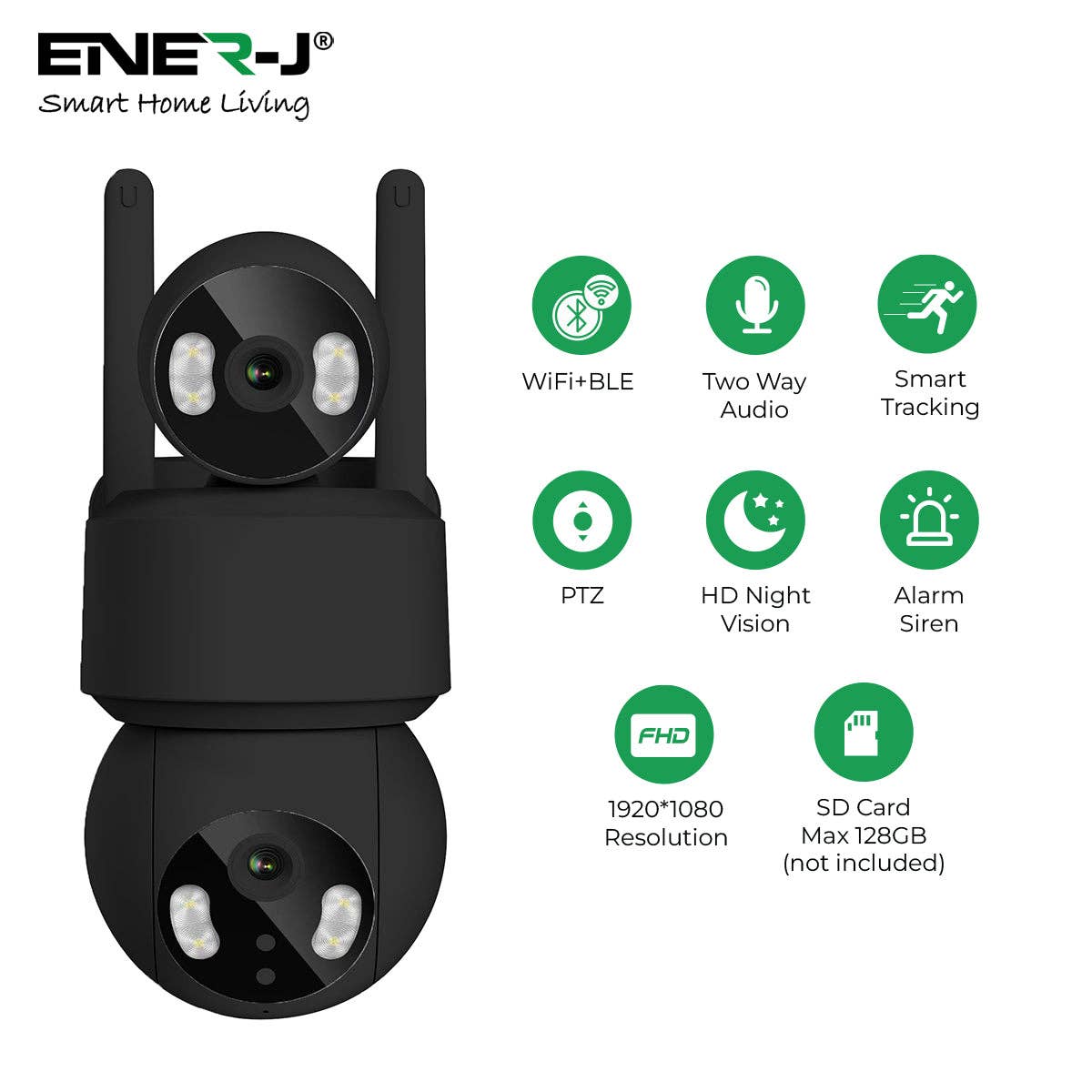 ENER-J - Vente Lampe d'extérieur/de jardin - Caméra IP Dôme Extérieure Double Lentille Wi-Fi Intelligente IP650