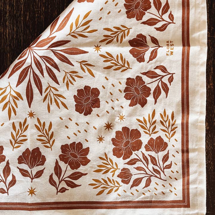 Flora West Design - Venta al por mayor Bandana - Mujer - Pañuelo de algodón orgánico con diseño floral del desierto4