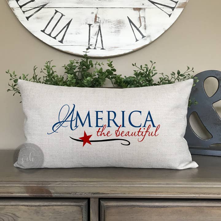 America the beautiful Pillow Cover | Fourth of July Decor for wholesale by Stone River Home Co