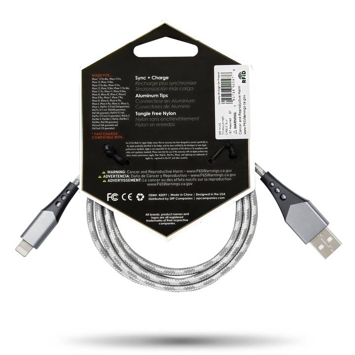 Cloudz - Wholesale Charging Cable - *Celltronix Titanium 6' Fast Charging USB to Lightning Cable1