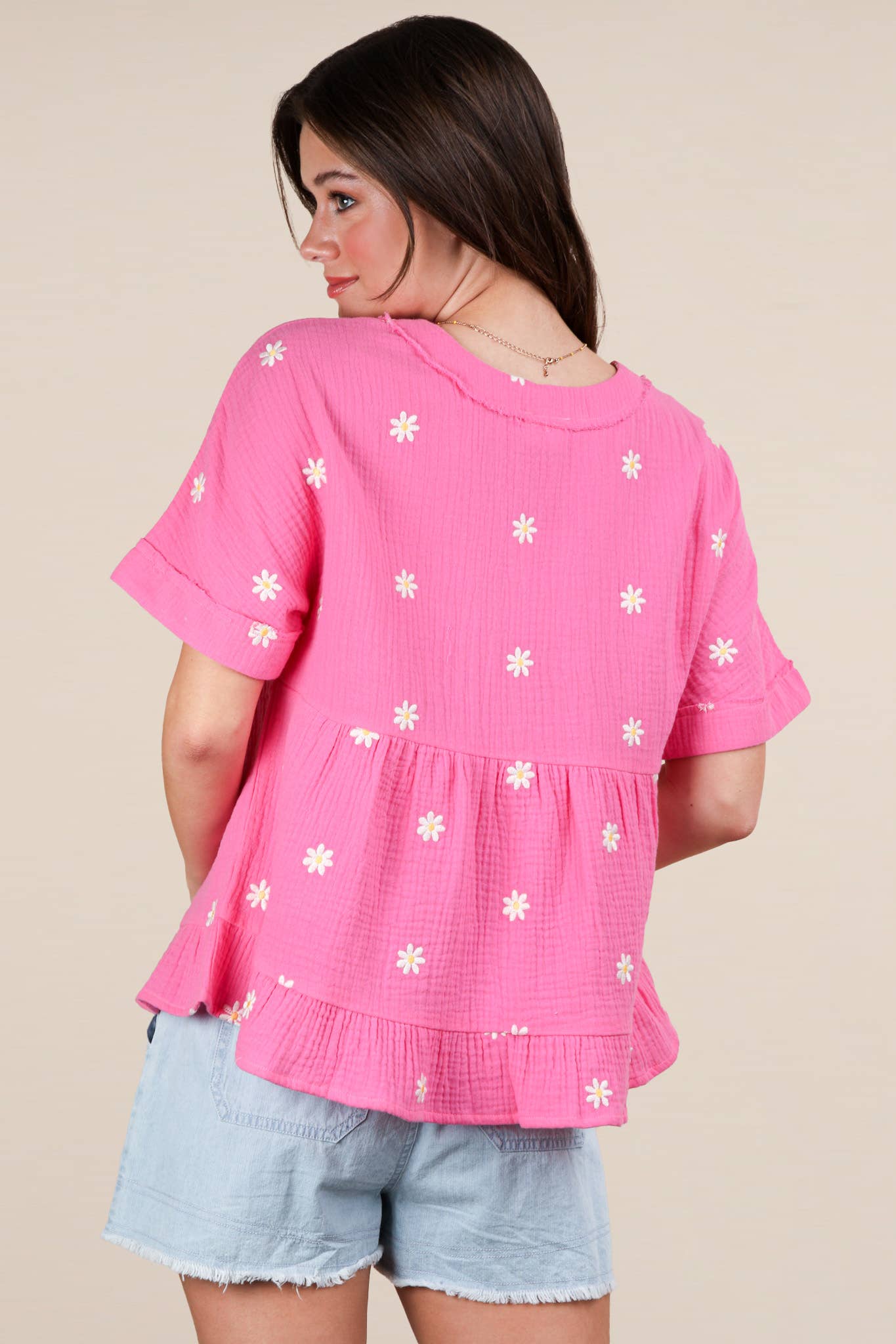 VERY J - Wholesale Blouse - Women's - NT12065-Flower Embroidered Woven Blouse Top8