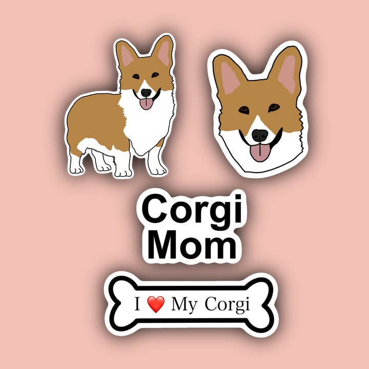 Corgi Dog Sticker Pack - 4 Waterproof Stickers for wholesale by Delmarva Stickers