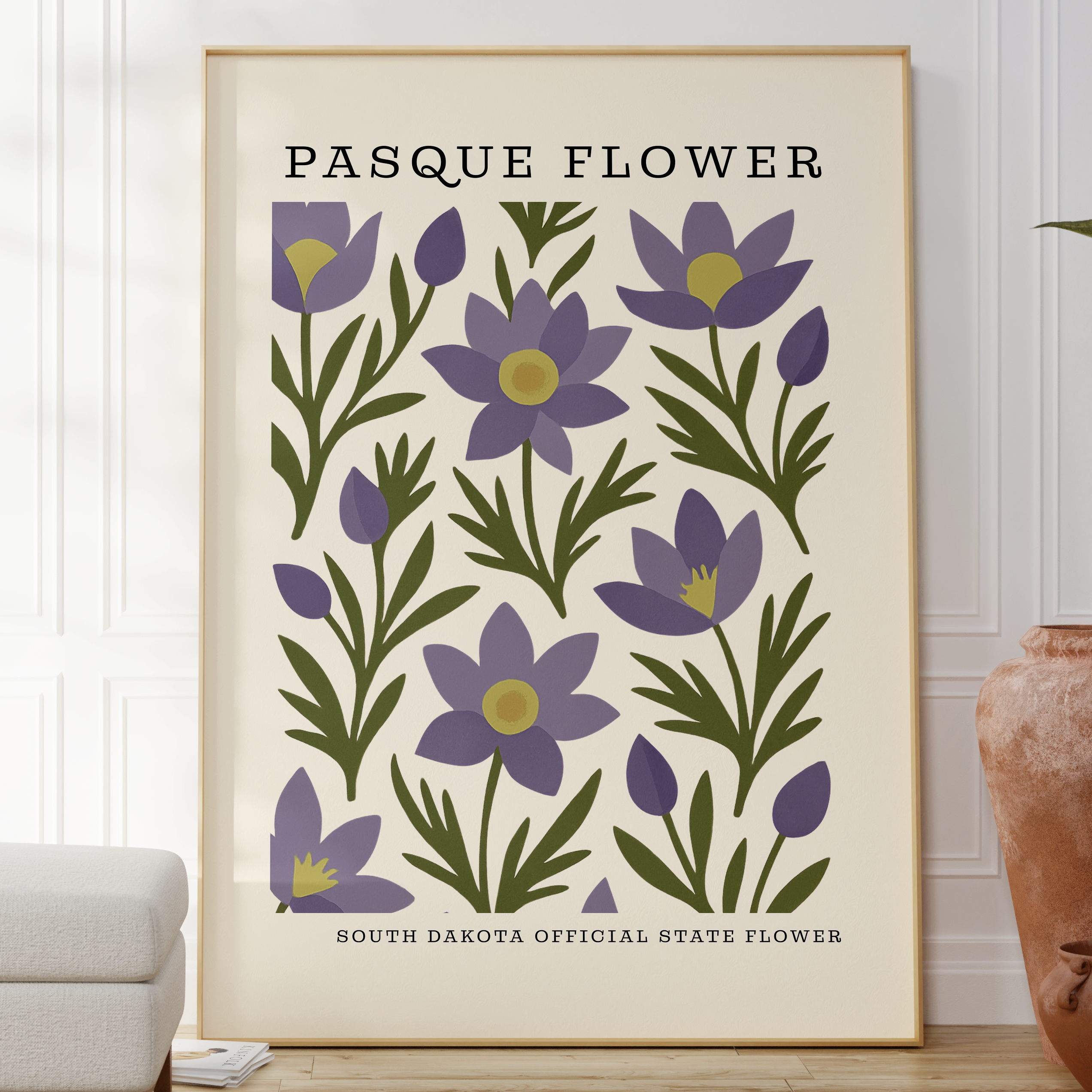 The FlatFile Society - Wholesale Art Print - South Dakota State Flower Art Print – Pasque Flower2