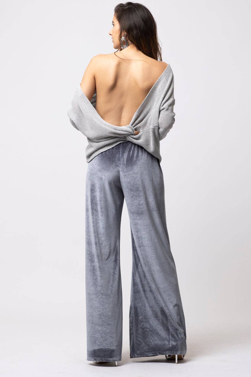 Il Quarto Stile - Wholesale Pants - Women's - Grey Velour Slide Trousers4