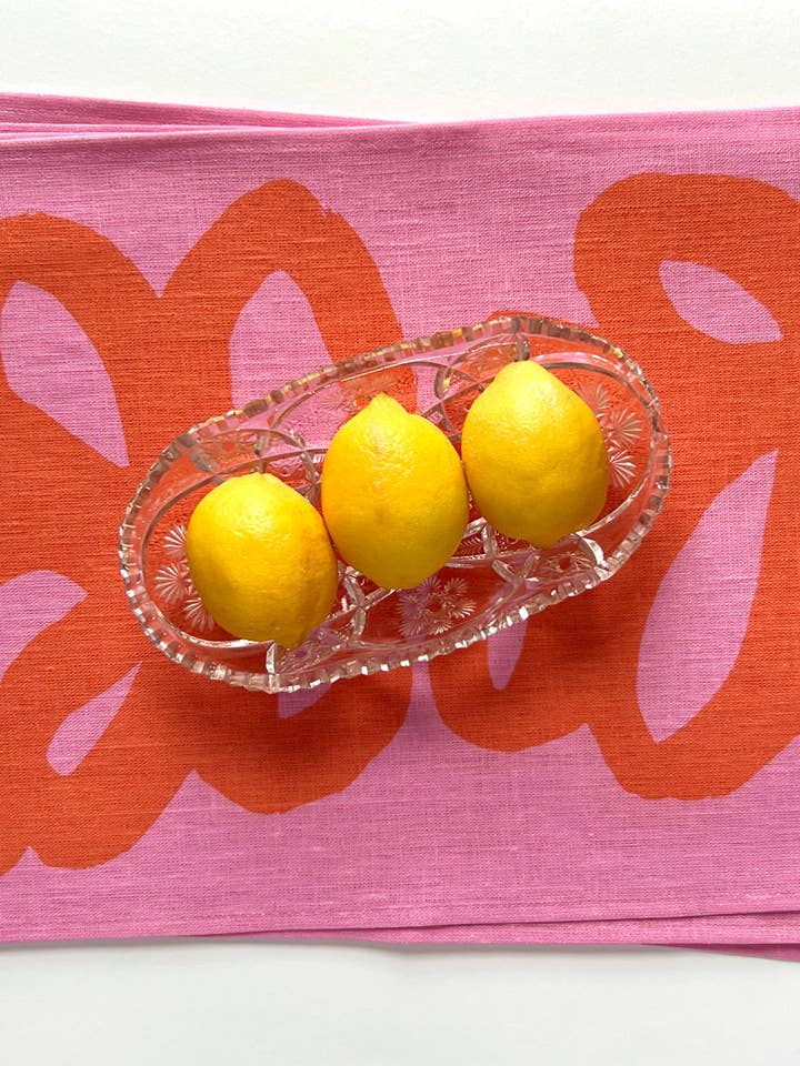 Eddies linen placemat, pink, SET OF 4 for wholesale by Leila Simon Hayes