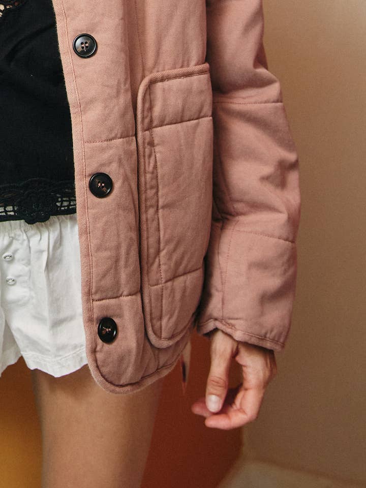 Lara Daisy - Wholesale Puffer Jacket - Women's - Button down Front Embossed Quilted Jacket1